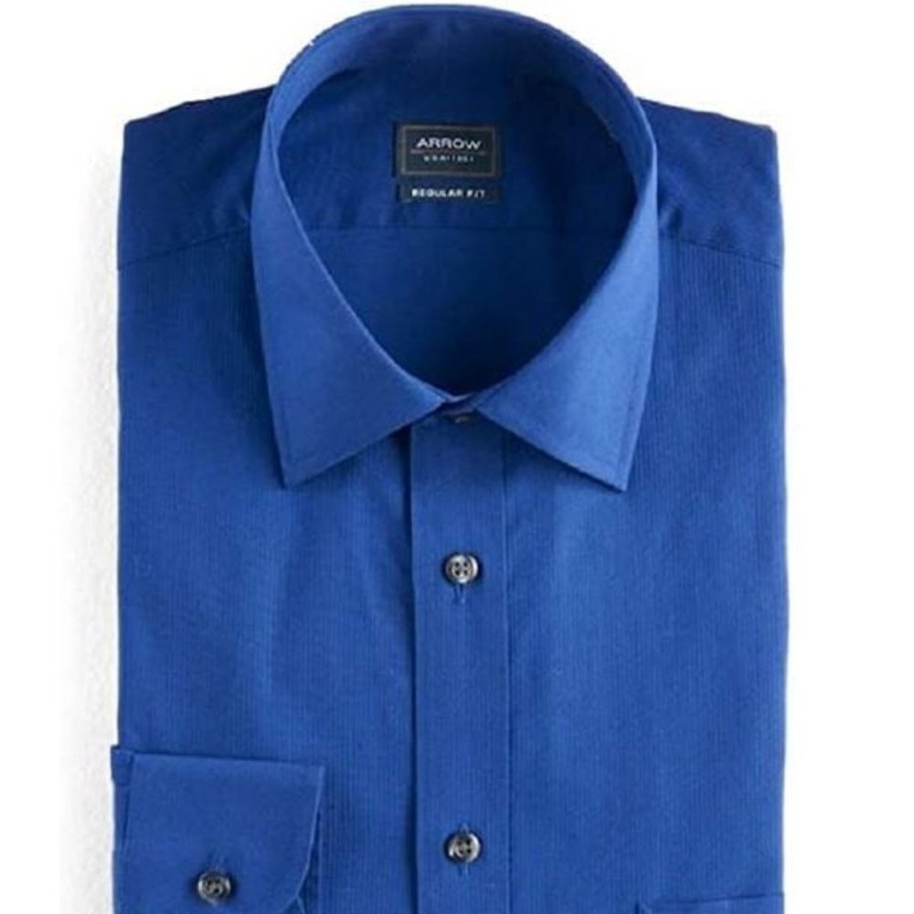 Men's Arrow Regular-Fit Solid Textured Dress Shirt, 14s 15s 16s 17s 18s